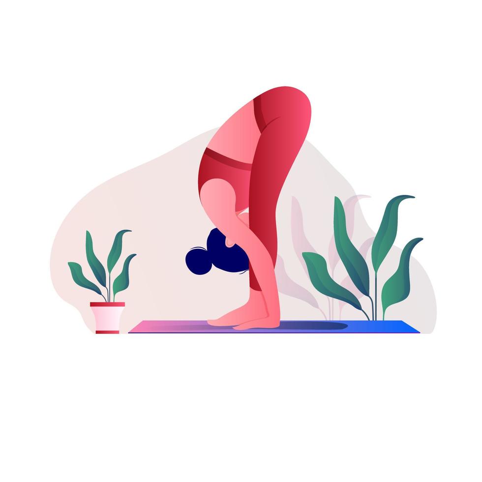 Illustration of woman doing yoga for Yoga Day Celebration. vector