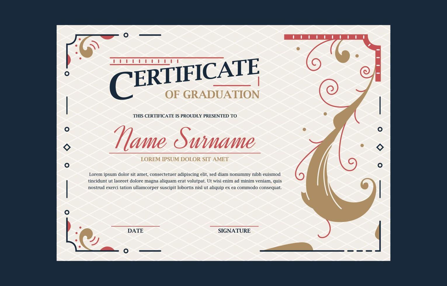 certificado de concepto de graduación vector