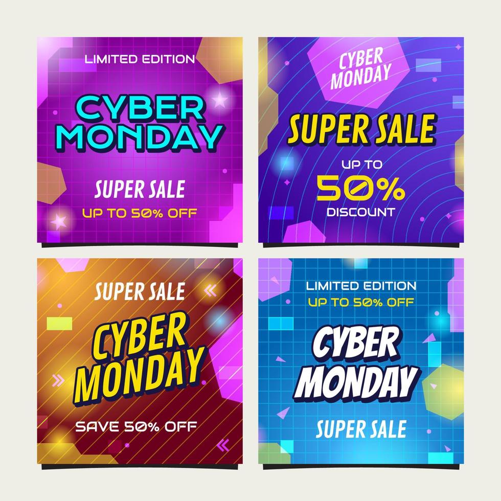 publicación de cyber monday en las redes sociales vector