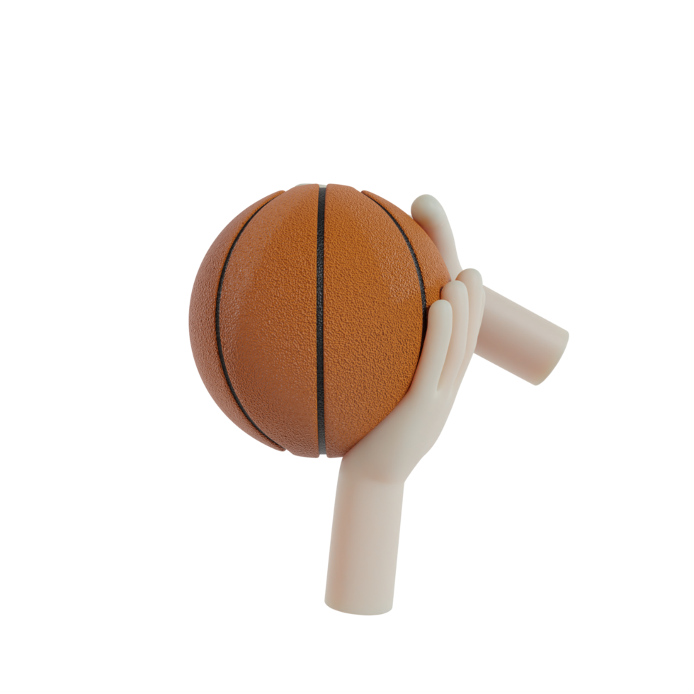 3D Isolated Hand With Sports Equipment png