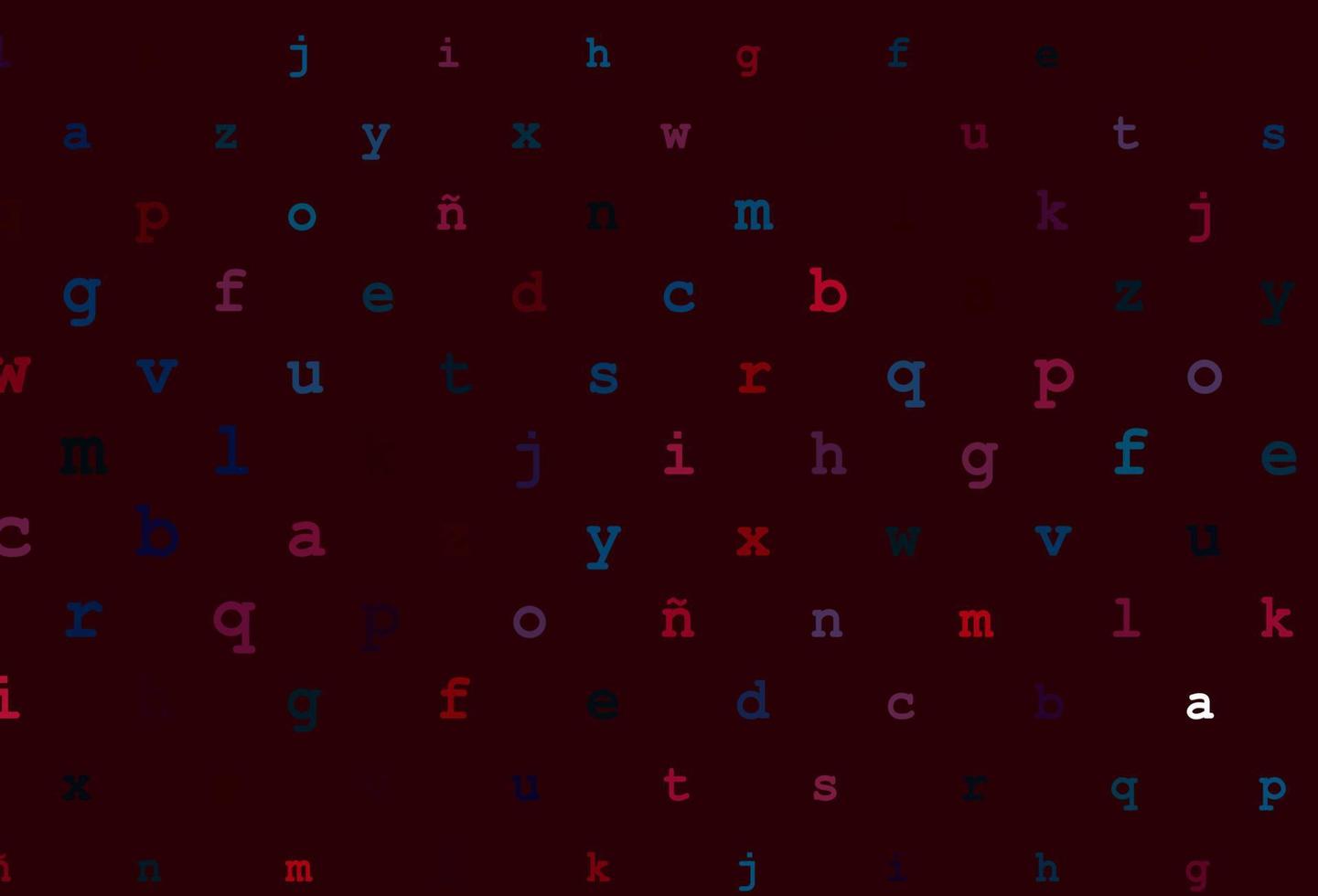 Fondo de vector azul oscuro, rojo con signos del alfabeto.
