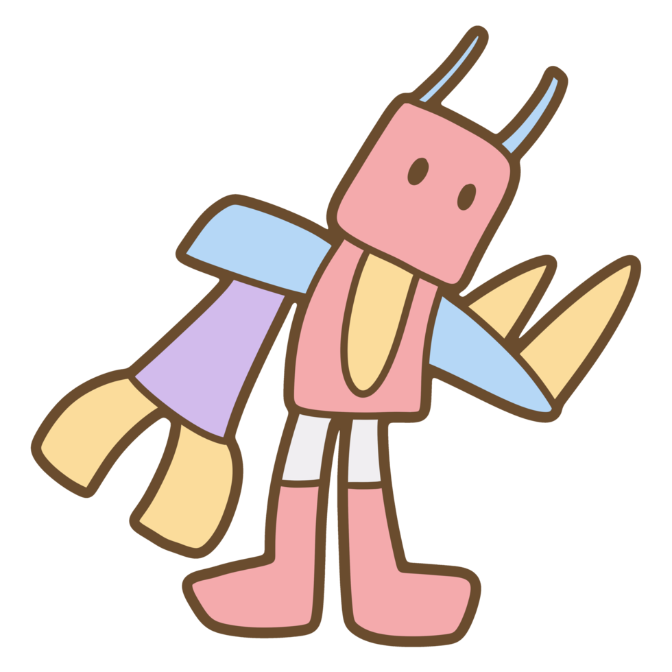 Cute robot hand drawn png