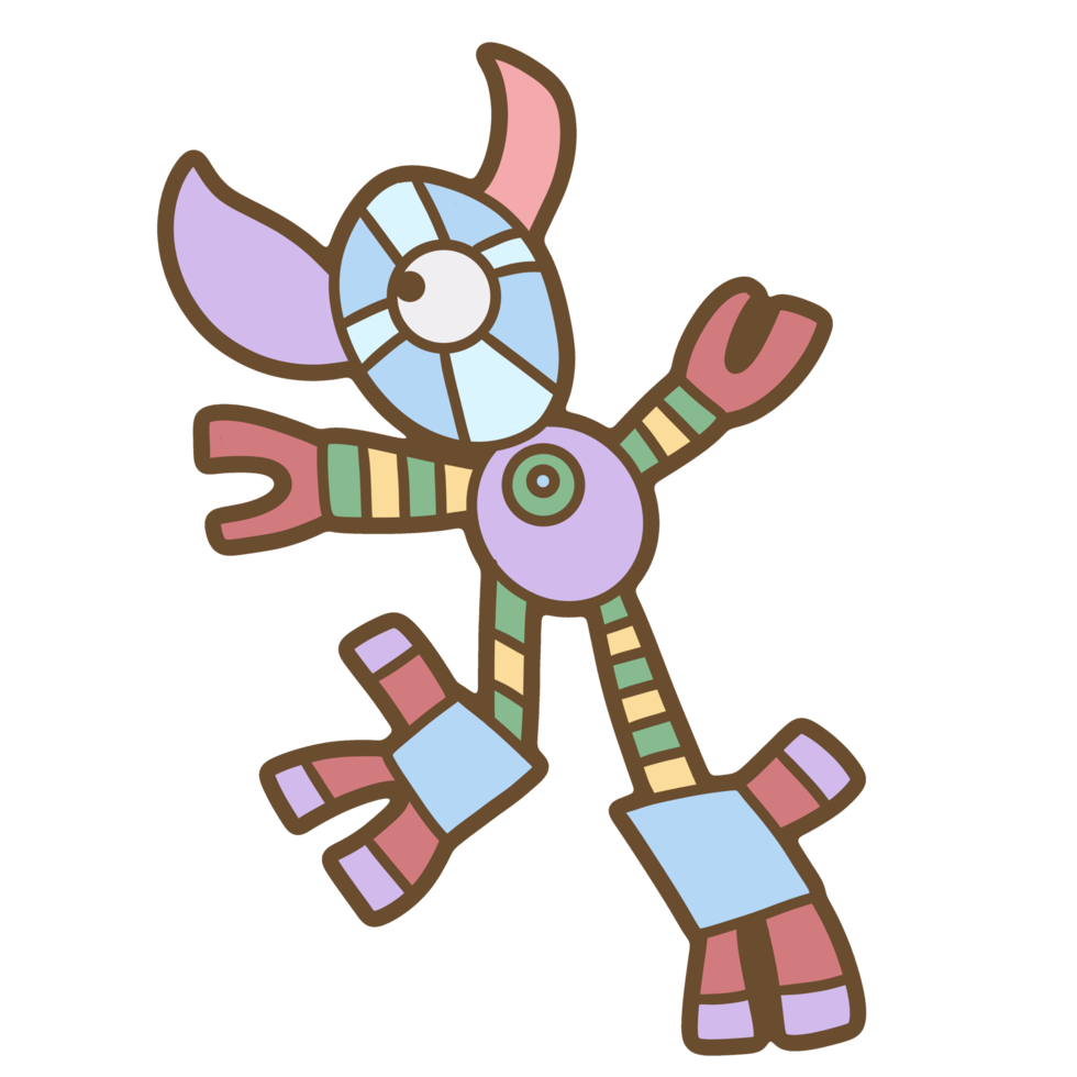 Cute robot hand drawn png