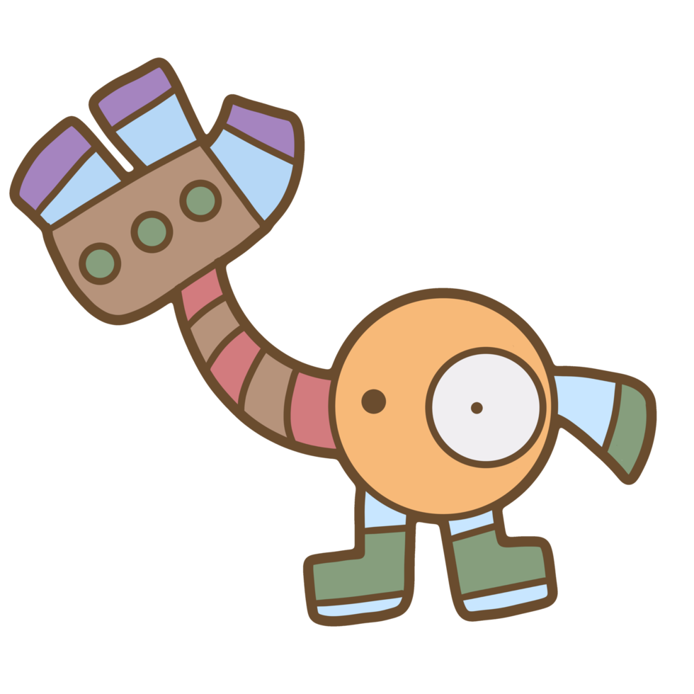 Cute robot hand drawn png