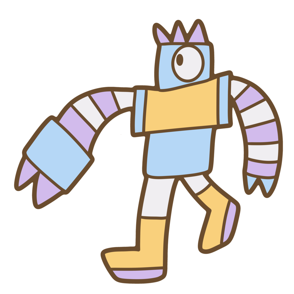 Cute robot hand drawn png