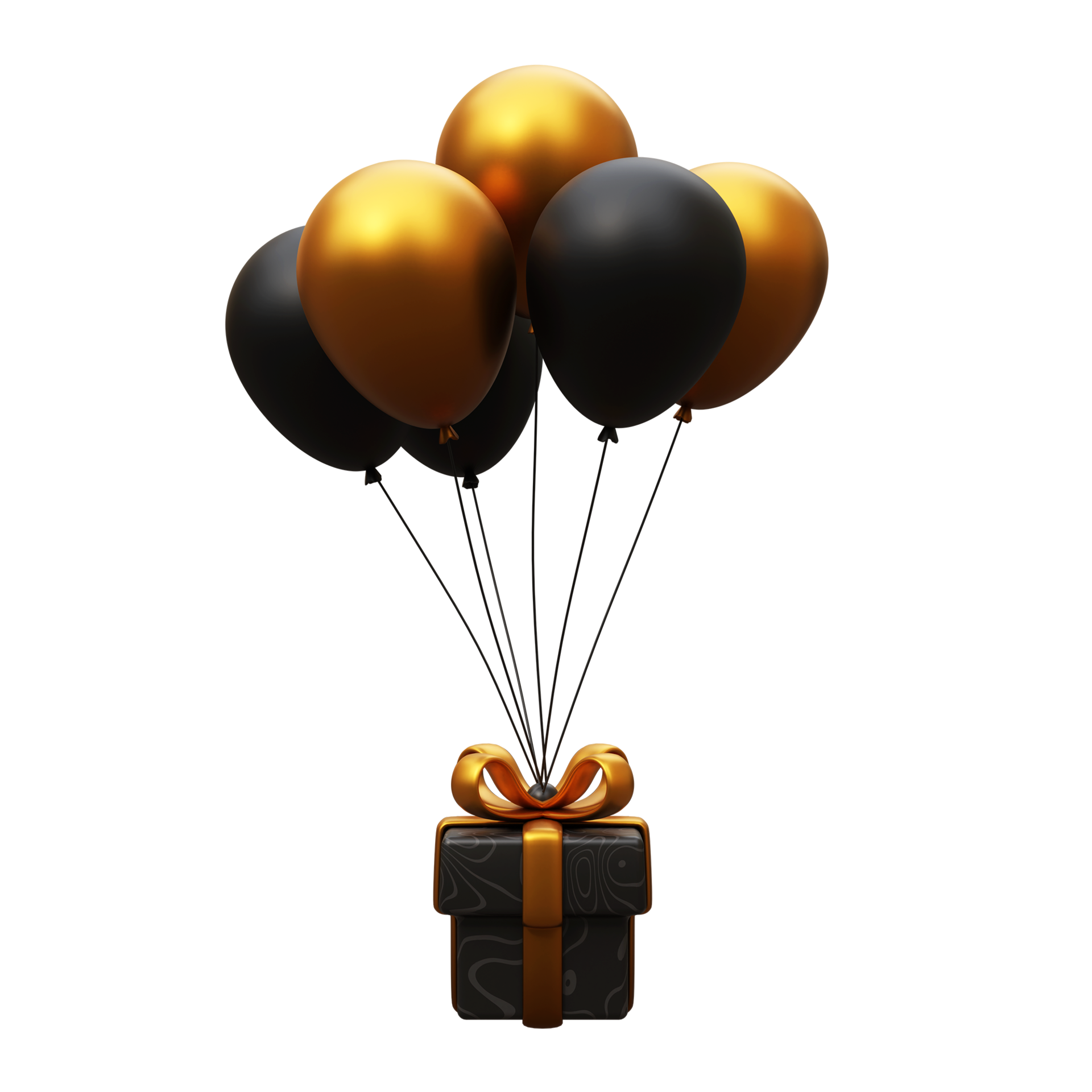 3d black gift box with balloon 11191470 PNG