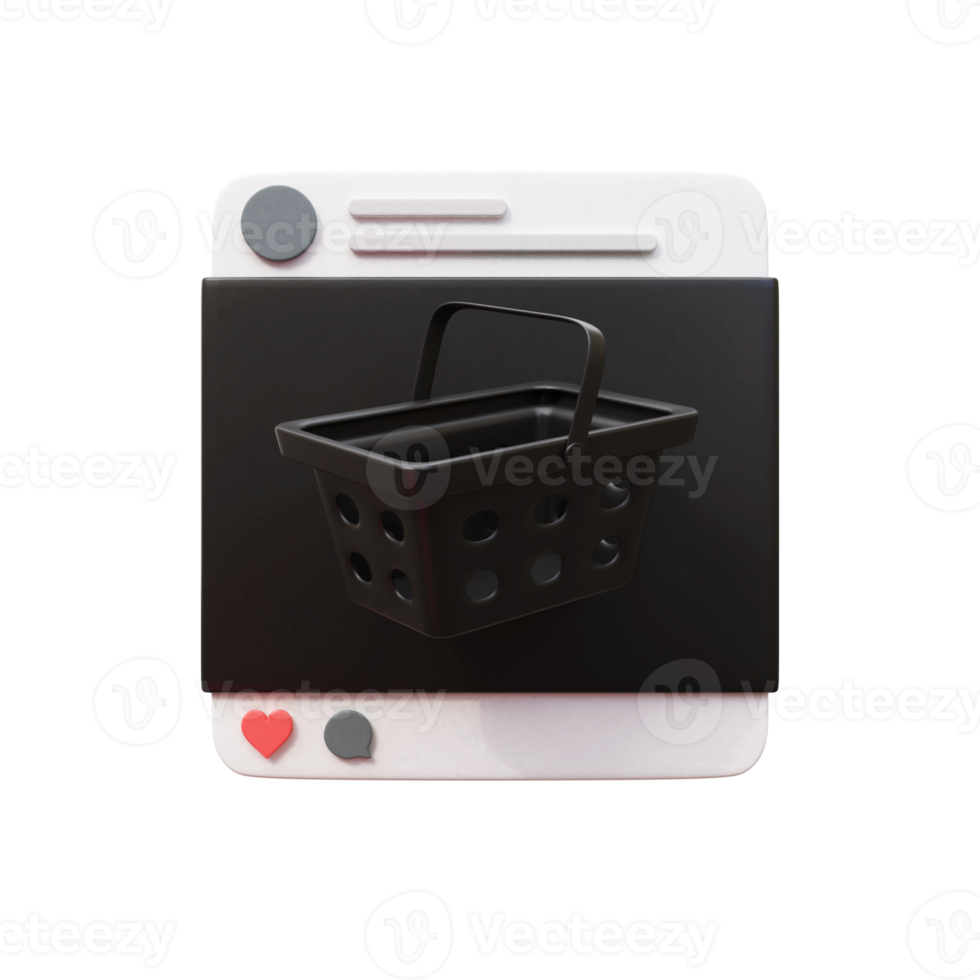 3d shopping on social media illustration png