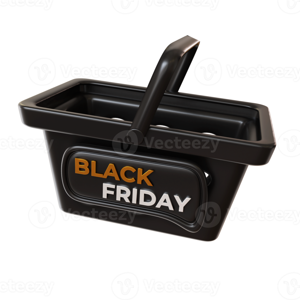 3d shopping cart with black friday sign png