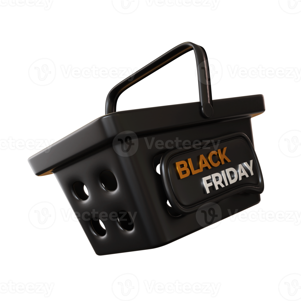 3d shopping cart with black friday sign png