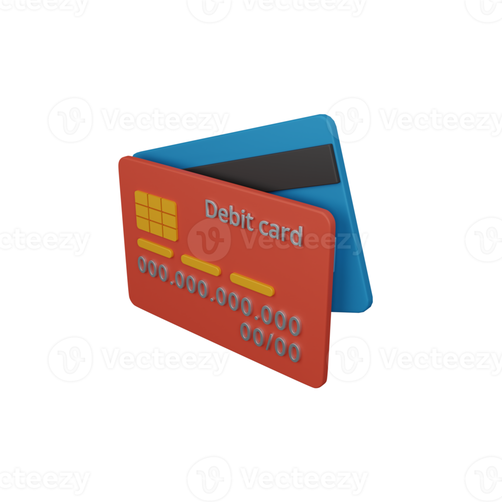 3d rendering debit card isolated useful for business, company, economy, corporate and finance design png