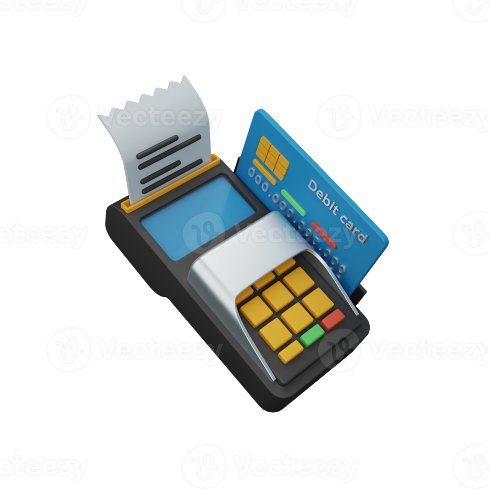 3d rendering swipe machine isolated useful for business, company, economy, corporate and finance png