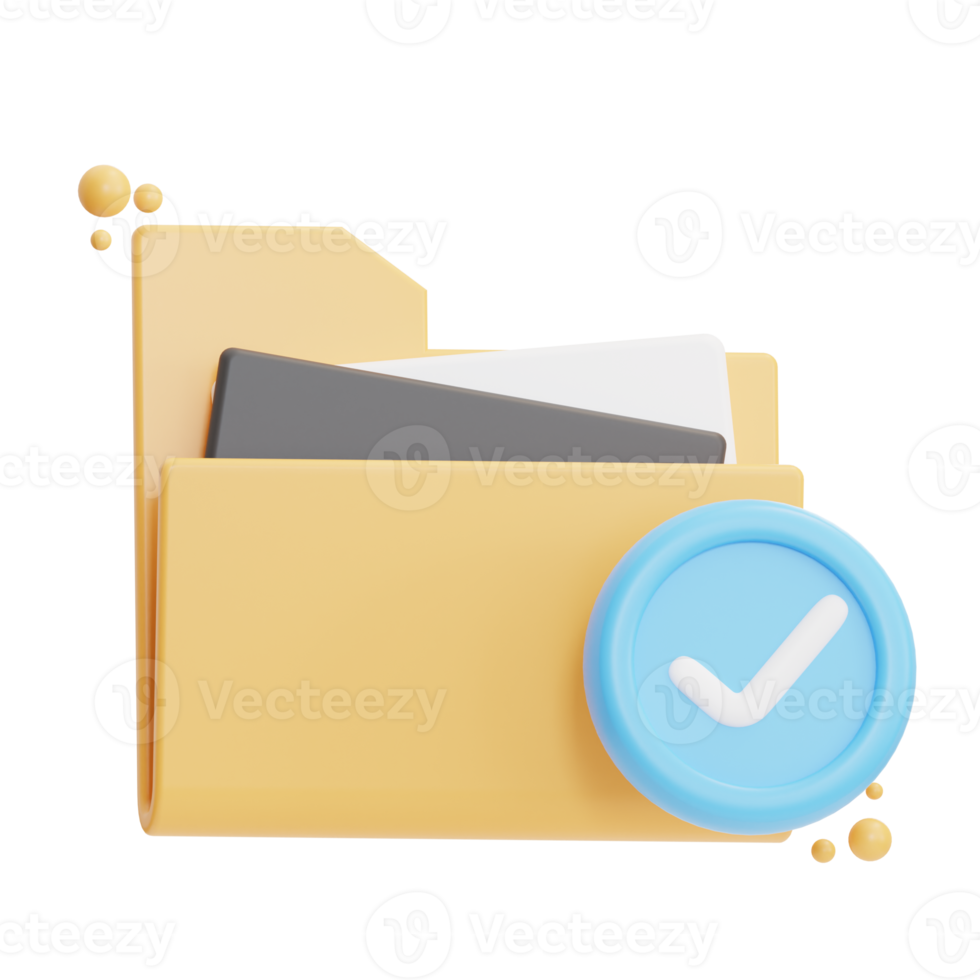 check folder approved illustration 3d png