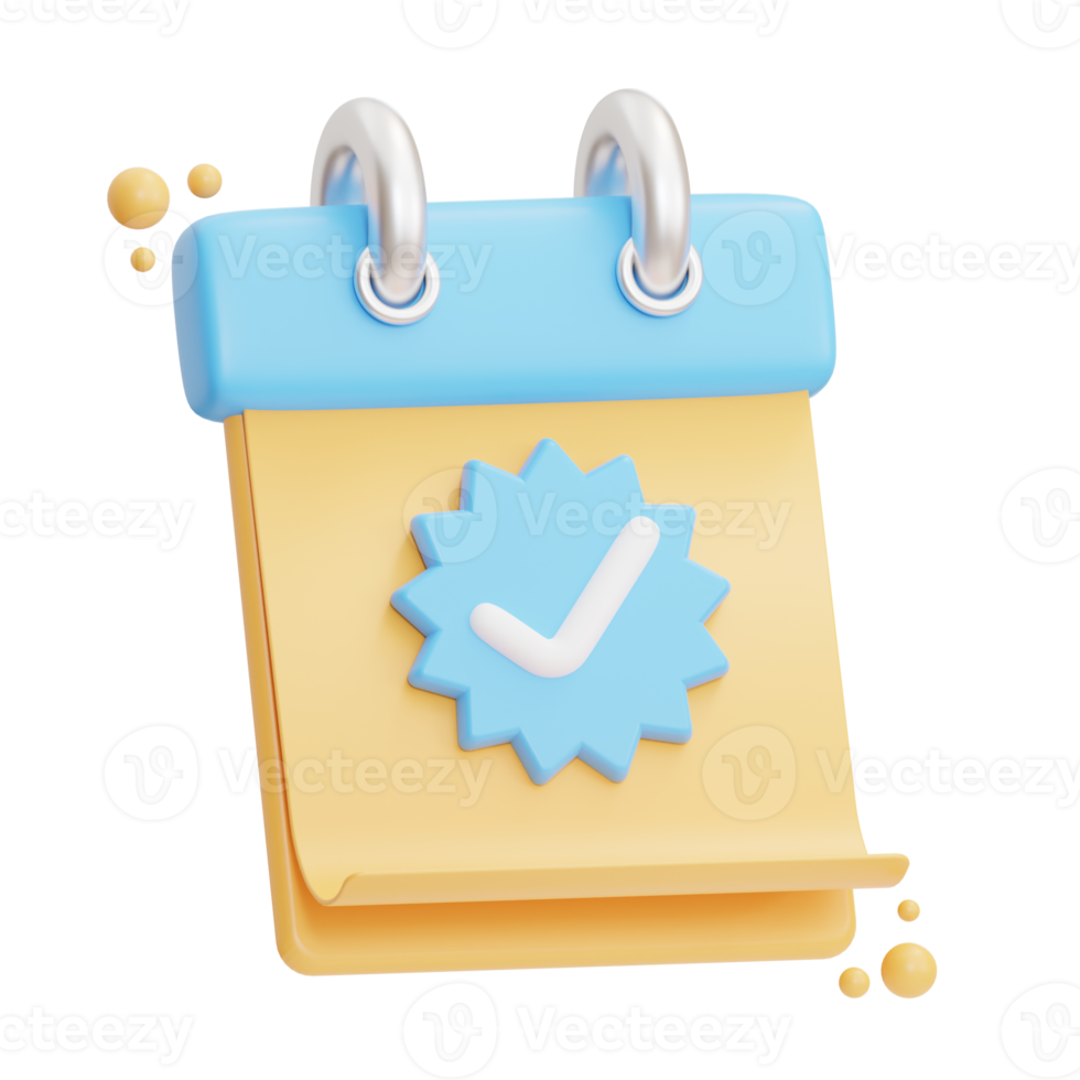 calender approved illustration 3d png