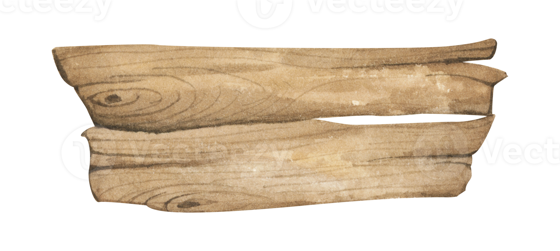 Watercolor Wooden signboards empty Blank wood banners planks board