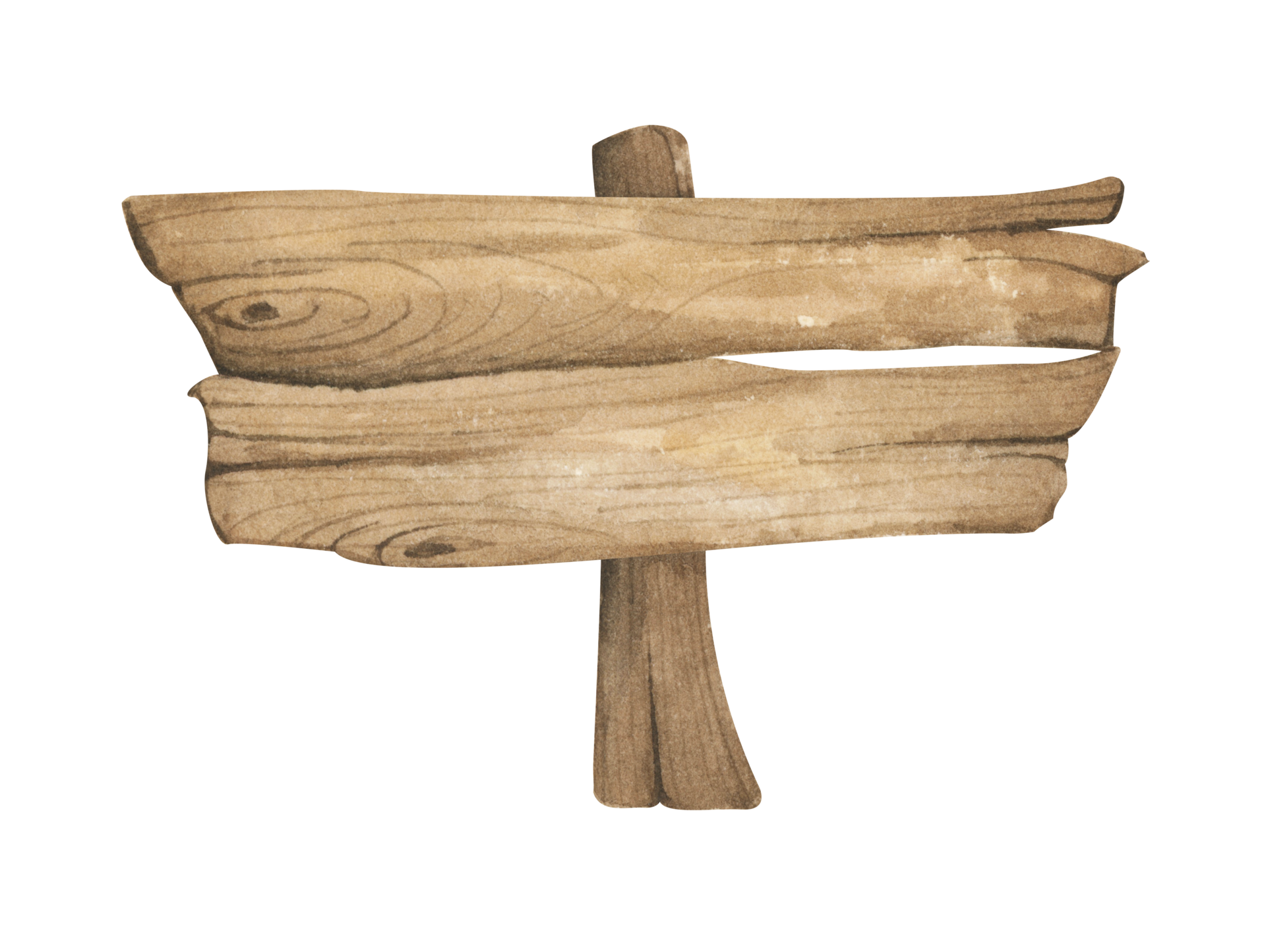 Watercolor Wooden signboards, empty Blank, wood banners, planks, board