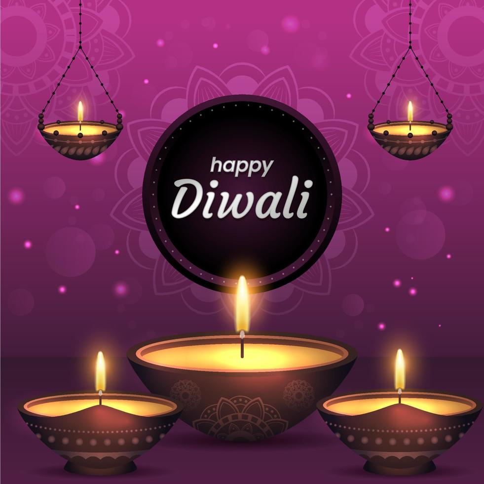 Diwali Purple Background Concept vector