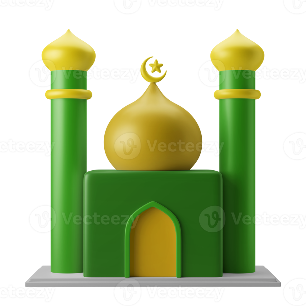 mosque islamic worship building 3d icon illustration png