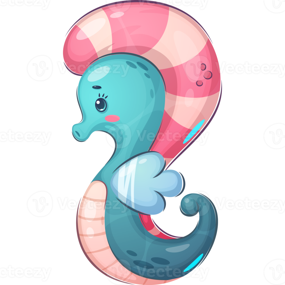 Cartoon character kids seahorse png