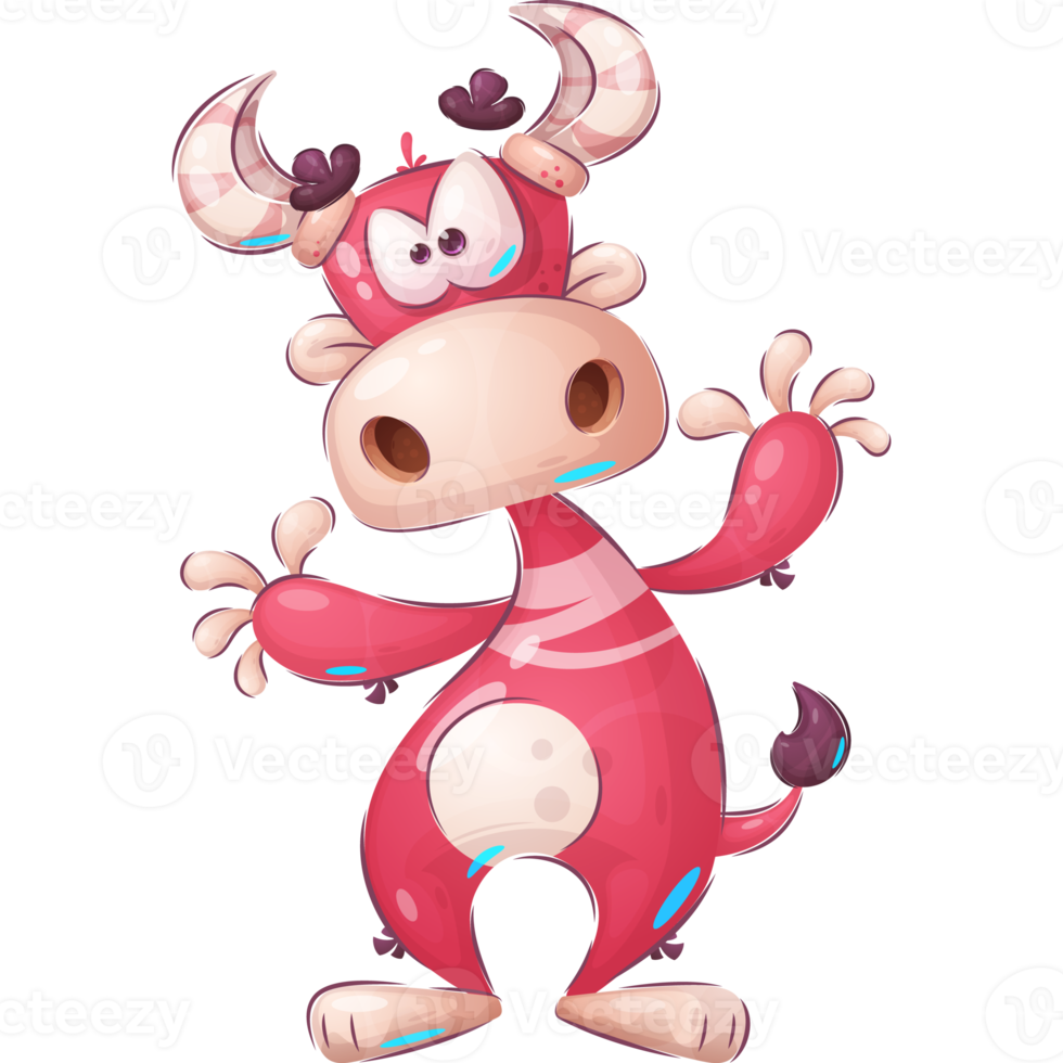 Cartoon character childish crazy cow png