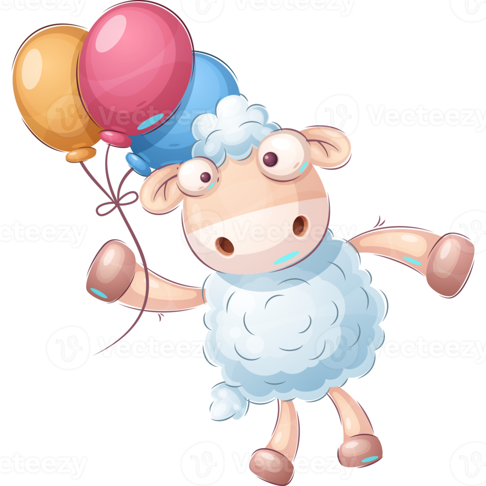 Cartoon character adorable fly lamb png