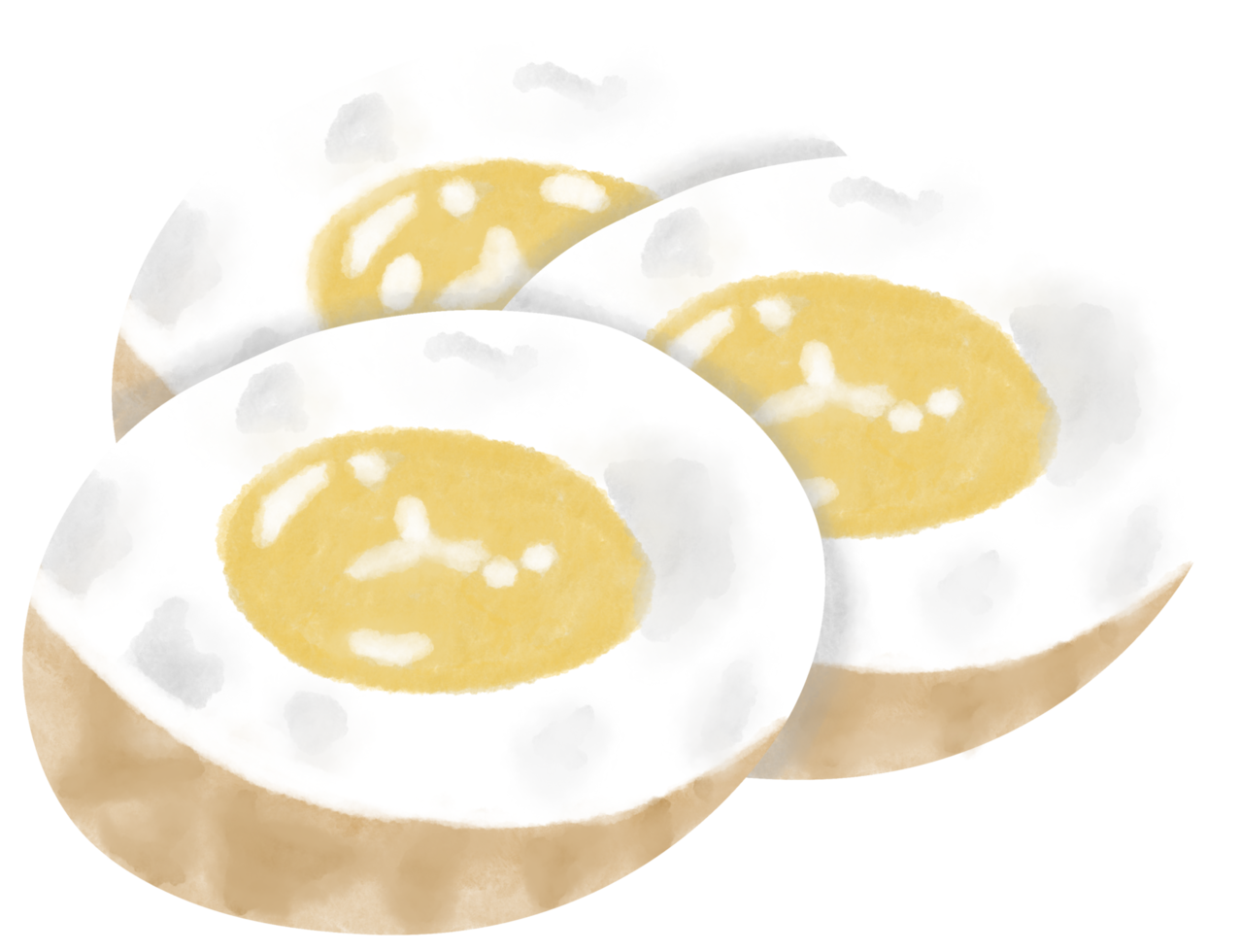 Fried quail eggs delicious asian street food rough paint watercolor png