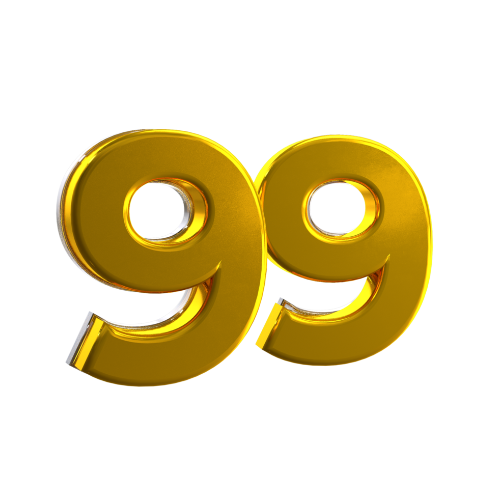 Mental Yellow 99 3D number png