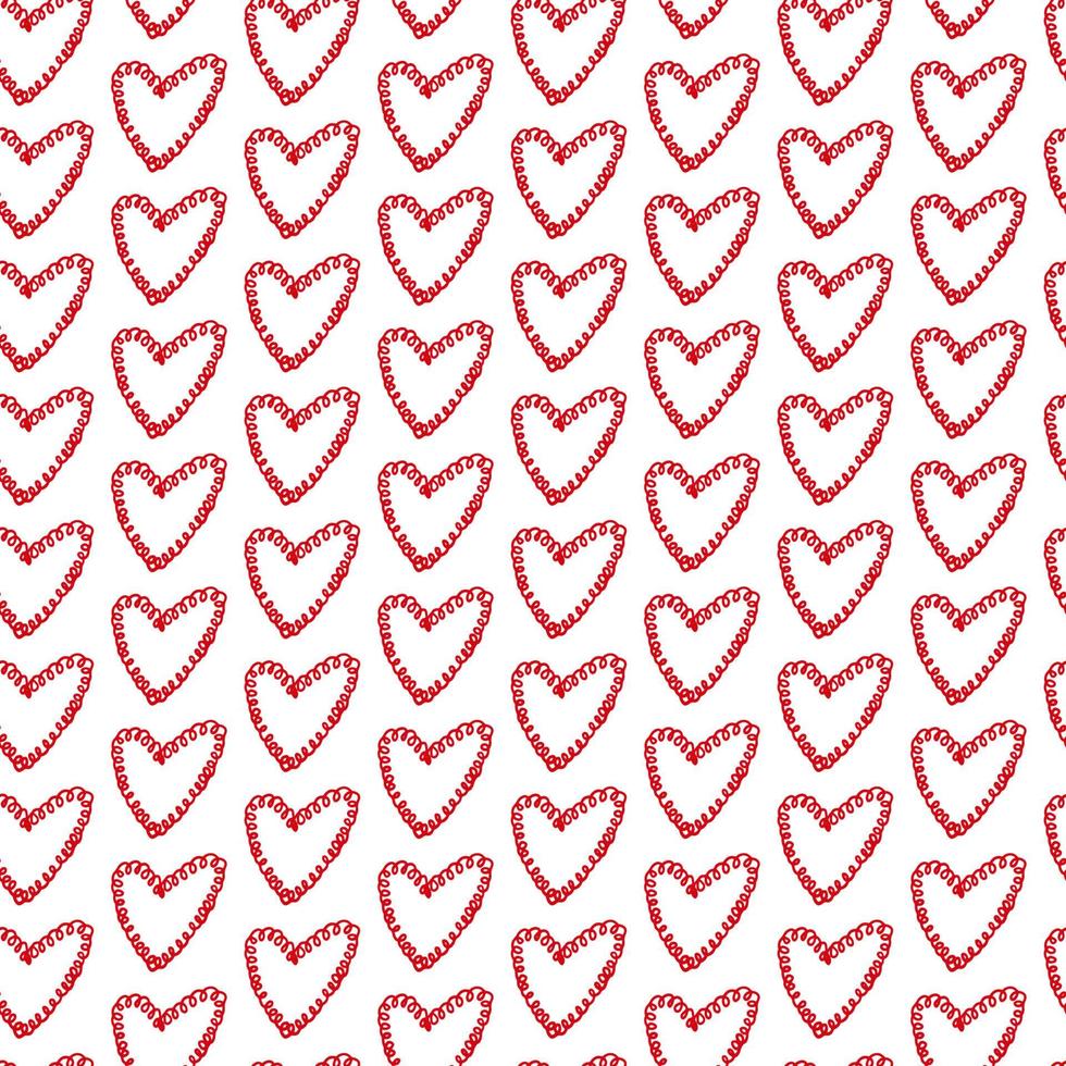 Cute hand drawn Valentine's hearts seamless pattern. Decorative doodle love heart shape in sketch style. Scribble curl ink hearts icon for wedding design, wrapping, ornate and greeting cards. Sticker vector