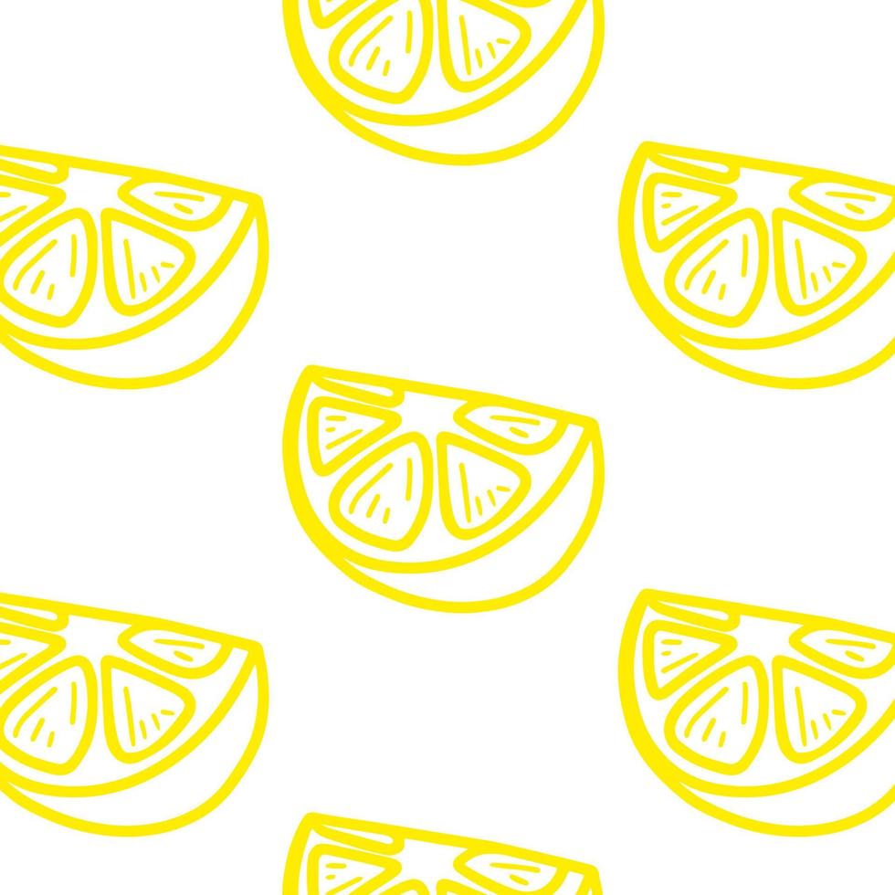 Fresh lemons background, hand drawn icons. Colorful wallpaper vector. Seamless pattern with fresh fruits collection. Decorative illustration, good for printing. Symbol of summer. Doodle style. vector