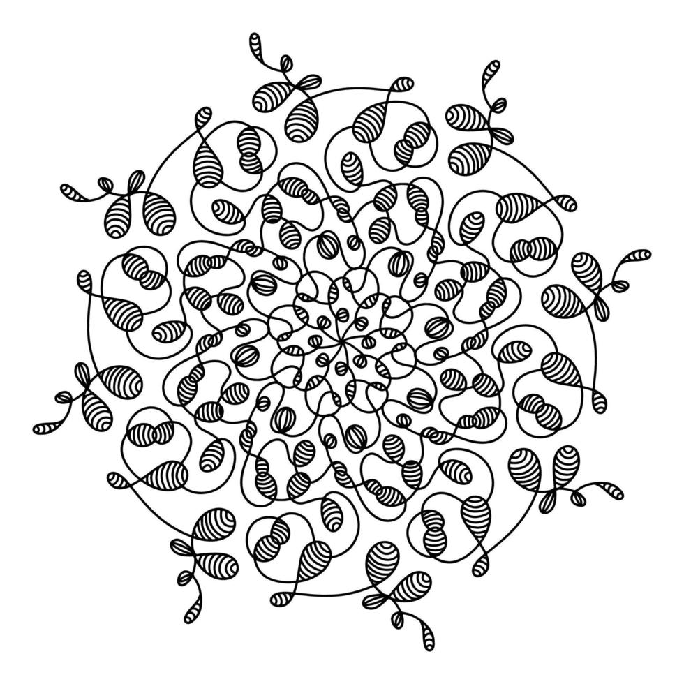 mandala de tela de araña dibujada a mano aislada sobre fondo blanco. lindo garabato calamar, pulpo, tentáculos, extraterrestre, colmena, atrapasueños. página para colorear para adultos y niños. arte de línea de tinta de garabato. libro antiestrés vector