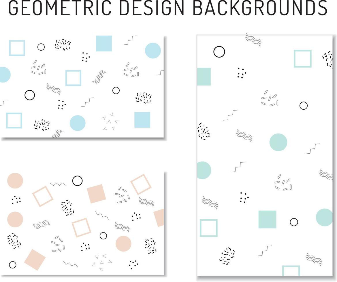 Geometric shapes background collection simple memphis style vector