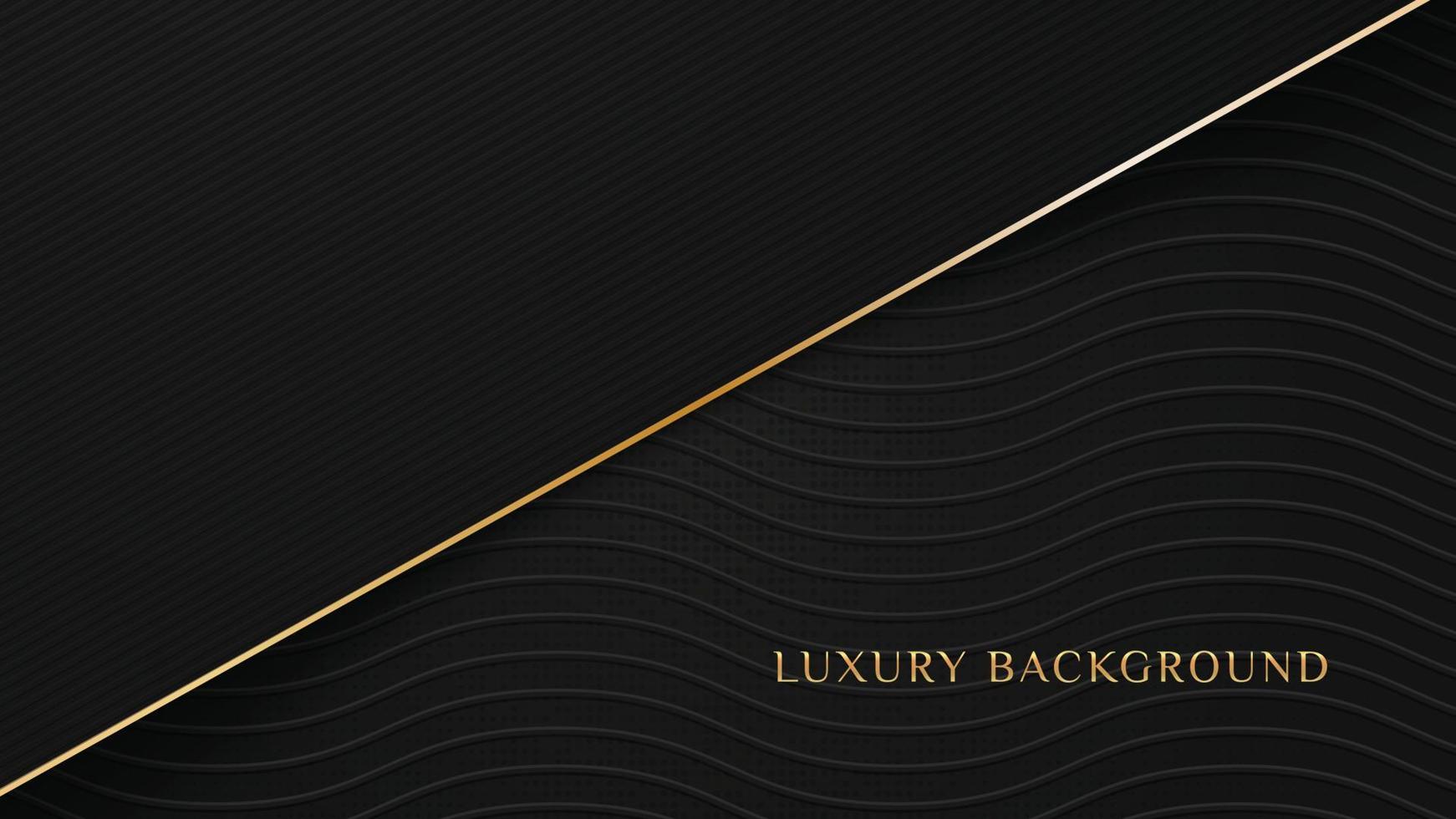 Elegant luxury dark black background with diagonal gold lines element and wavy texture vector