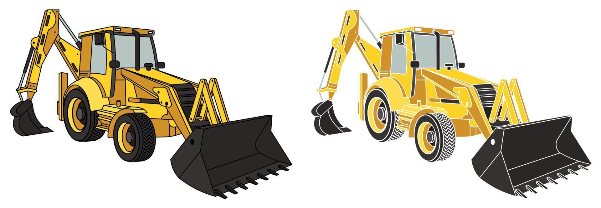 Construction equipment tractor. Industrial machinery and equipment. Isolated vector on white