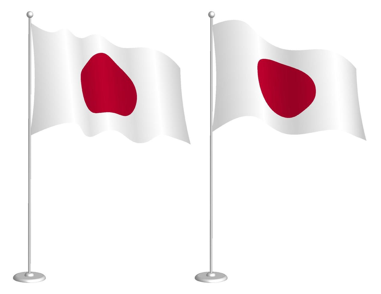 bandera de japón en el asta de la bandera ondeando en el viento. elemento de diseño de vacaciones. punto de control para los símbolos del mapa. vector aislado sobre fondo blanco