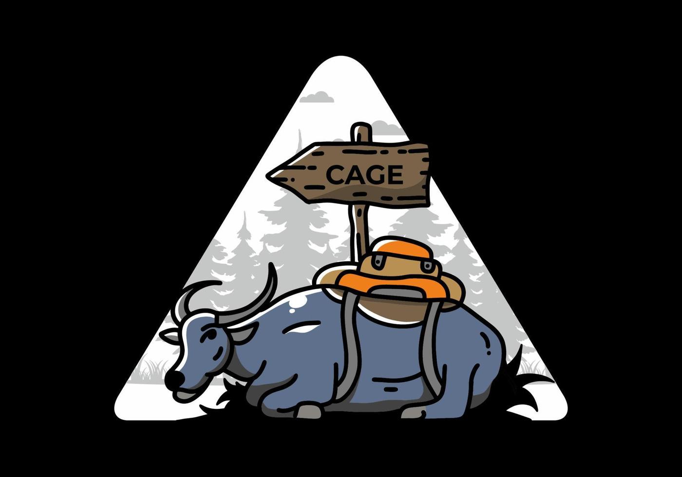 sentado búfalo animal vector ilustración insignia diseño