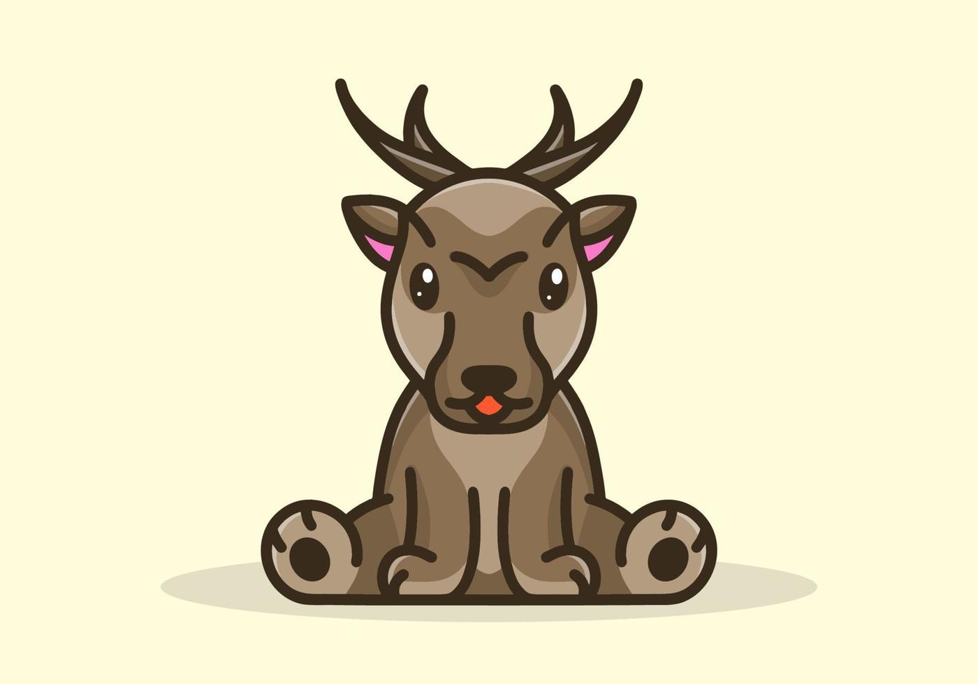 Brown color of cute little deer design vector