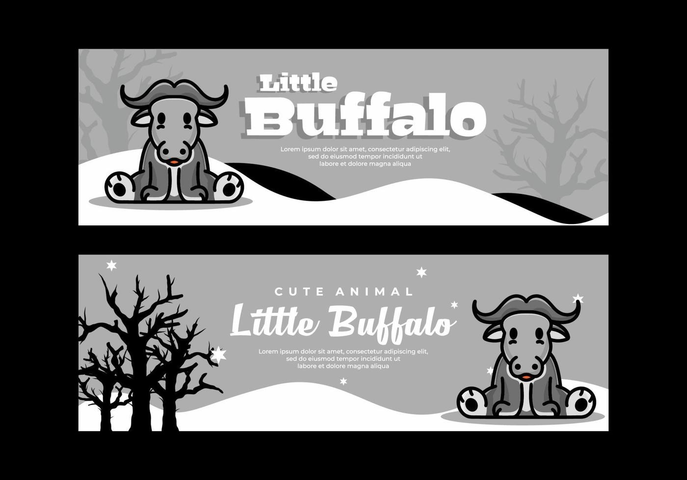 Grey color of little buffalo banner design vector