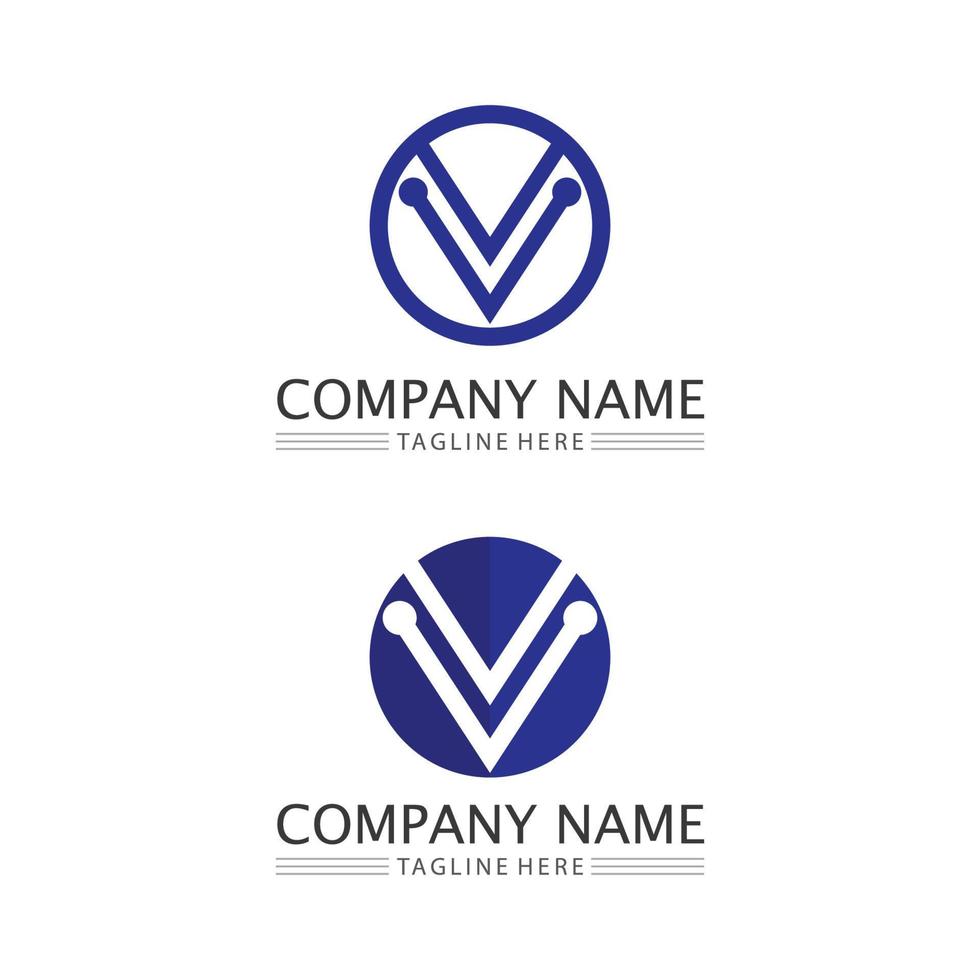 V Letter Lightning Logo Template vector