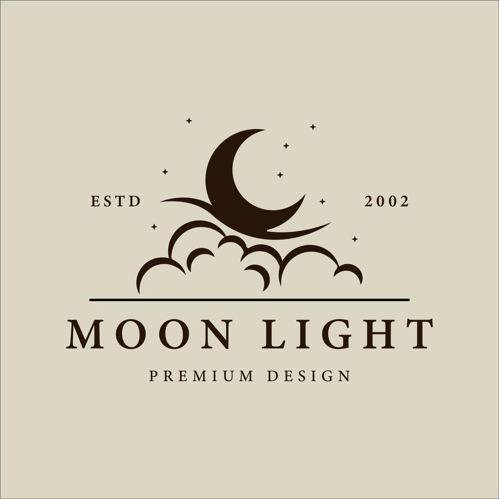 diseño gráfico del icono de la plantilla de ilustración vintage vectorial del logotipo de la luz de la luna. signo o símbolo lunar o creciente con estilo retro simple vector