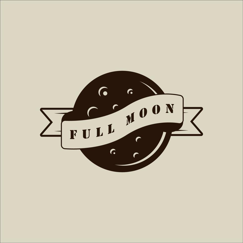 luna llena logo vector vintage ilustración plantilla icono diseño gráfico. lunar con signo o símbolo de banner con estilo aislado