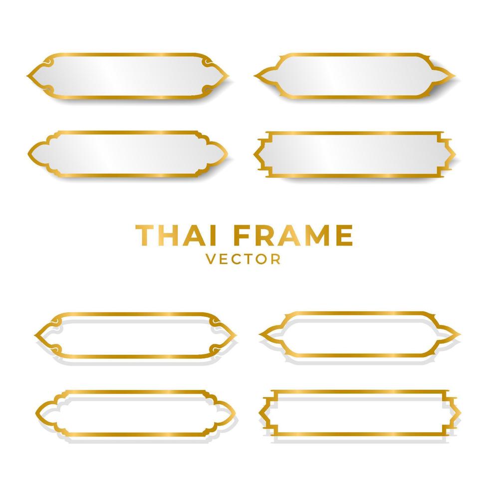 Thai gold backdrop frame vector on white background. Traditional style in Thailand. Must use in temples or buddha rooms. Line Thai style.