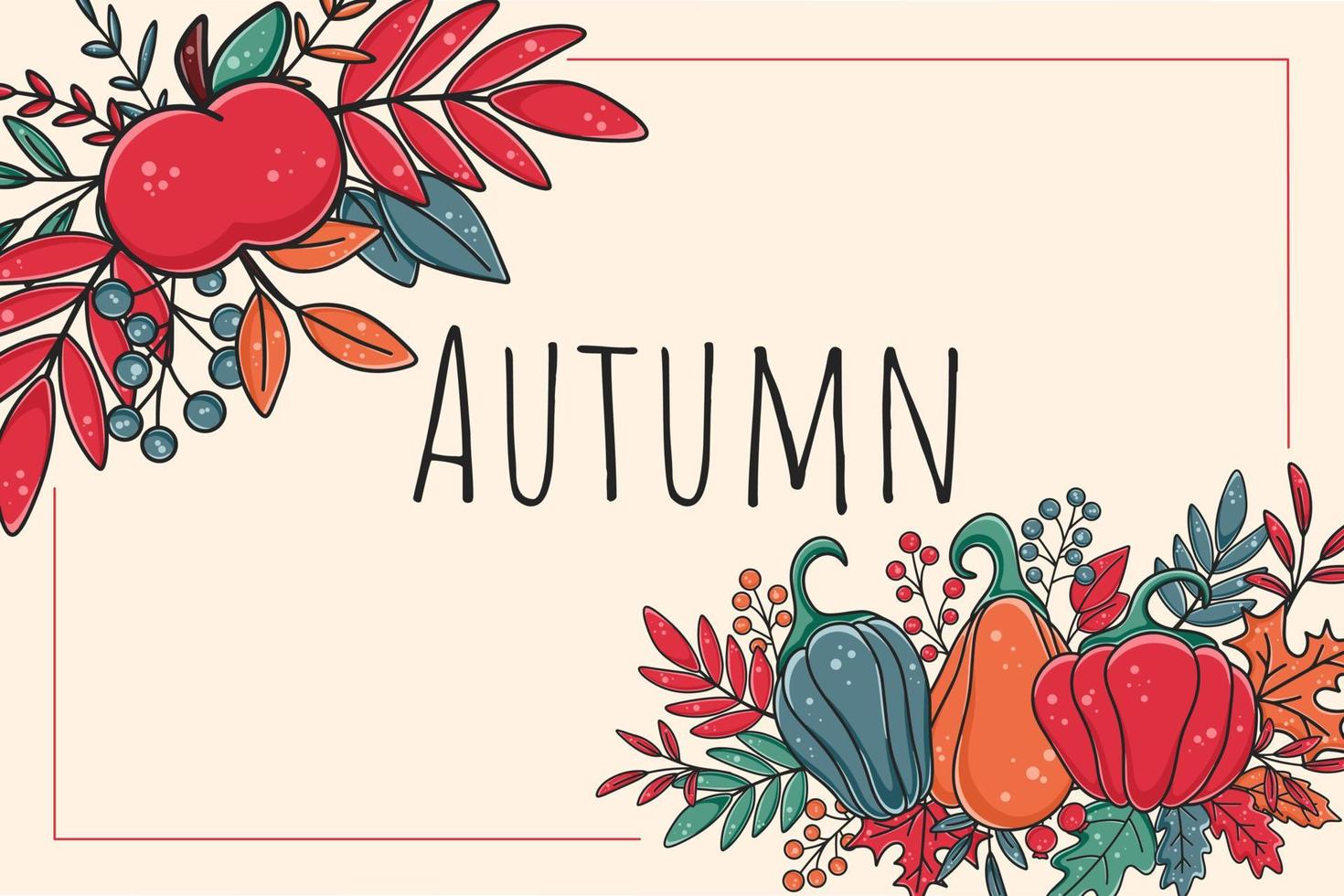 Rectangular banner with botanical decor and word autumn vector