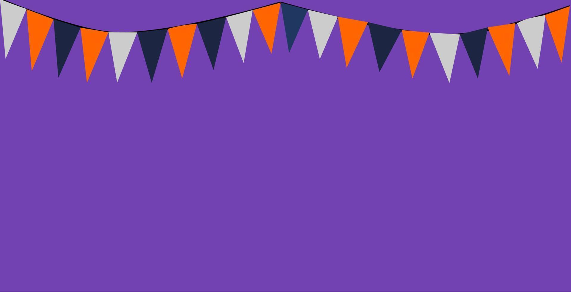 Bunting Triangles Flags Halloween Theme Banner on Purple Background