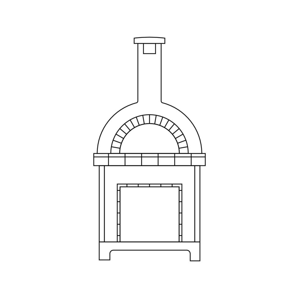 ilustración de icono de contorno de horno de pizza sobre fondo blanco vector