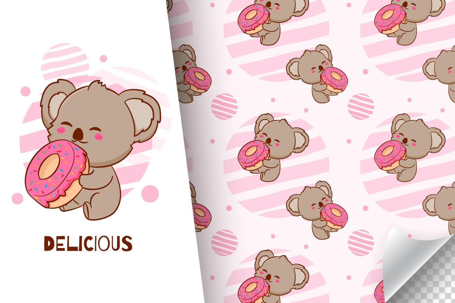 cute koala cartoon seamless pattern adorable animal character sticker fabric design vector