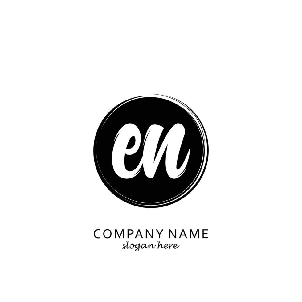 Initial EN with black circle brush logo template vector