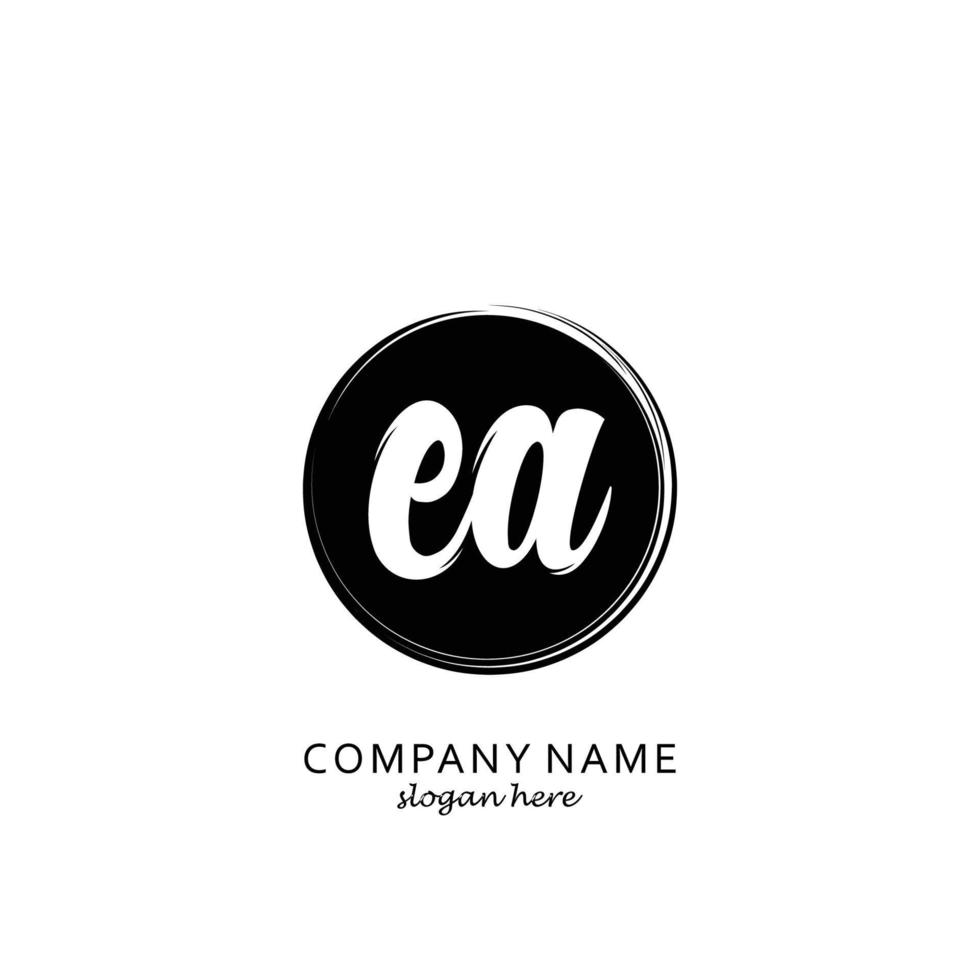 Initial EA with black circle brush logo template vector