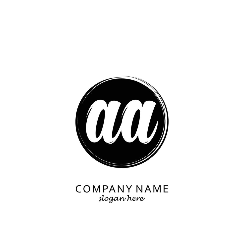 Letter AA with black circle brush logo template vector