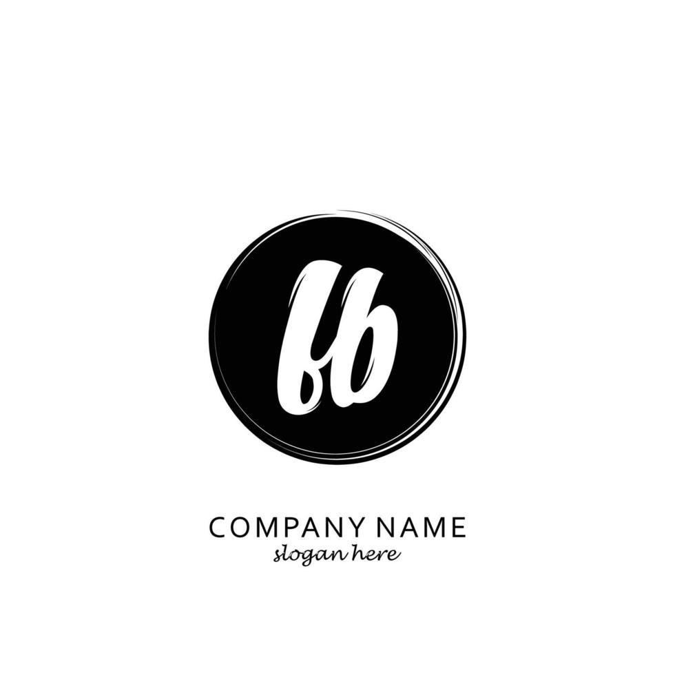 Initial FB with black circle brush logo template vector