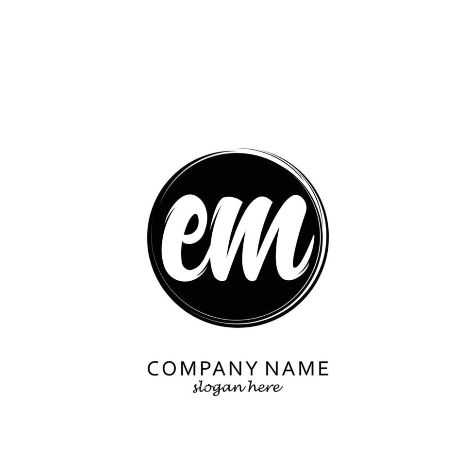 Initial EM with black circle brush logo template vector