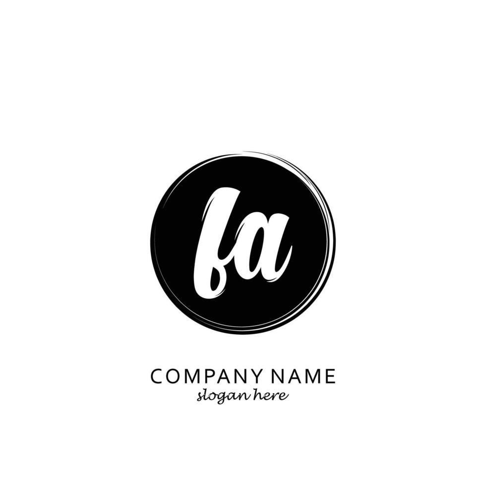 Initial FA with black circle brush logo template vector